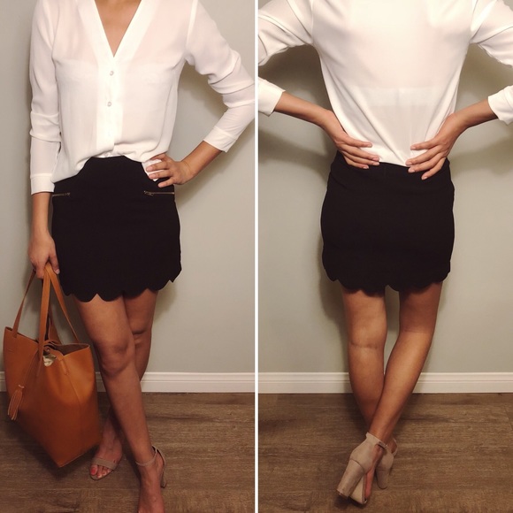 Monteau Dresses & Skirts - SOLD Black Scallop Skirt